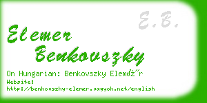 elemer benkovszky business card